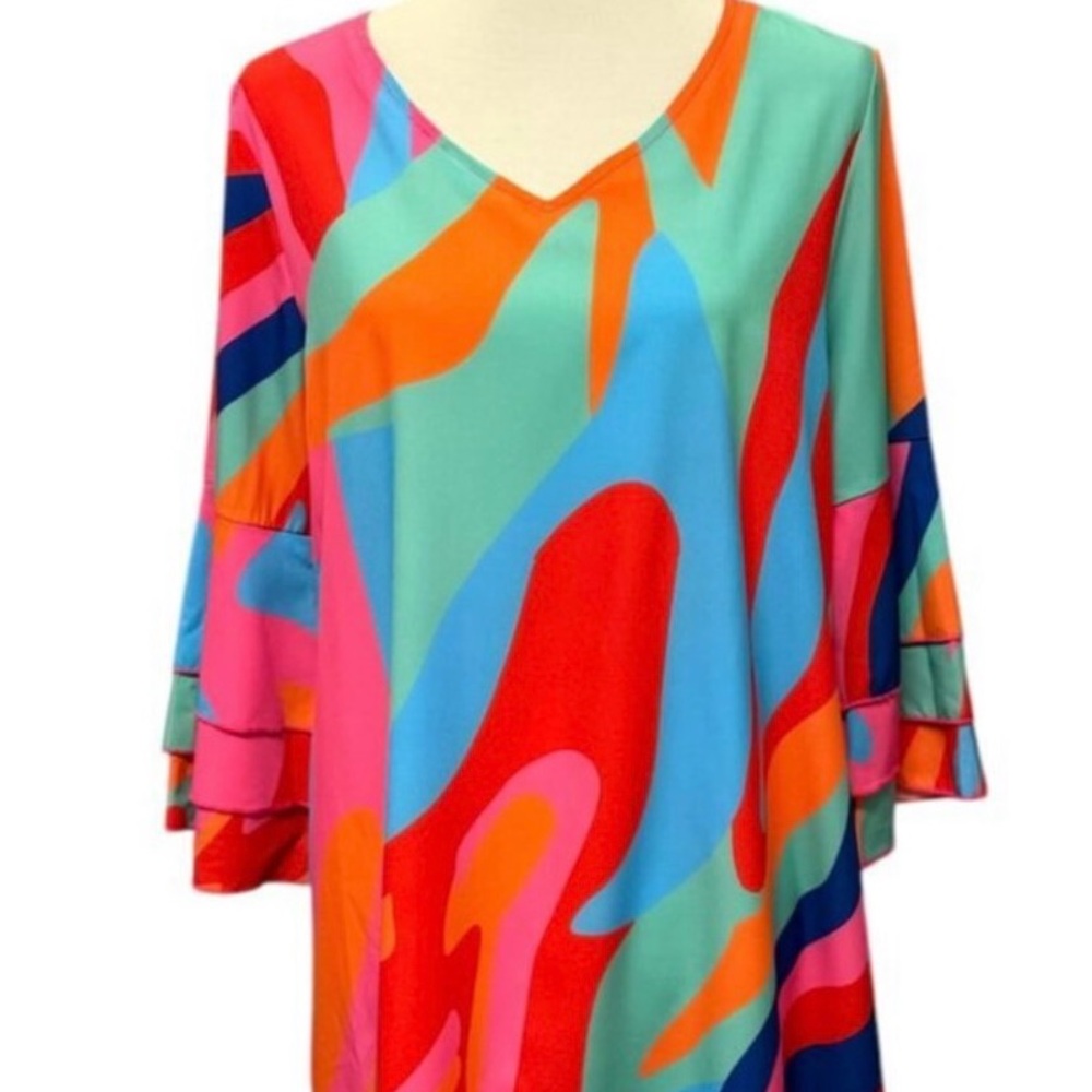 NWT Made with Love Boho Bright Colored Pullover Dress XXL